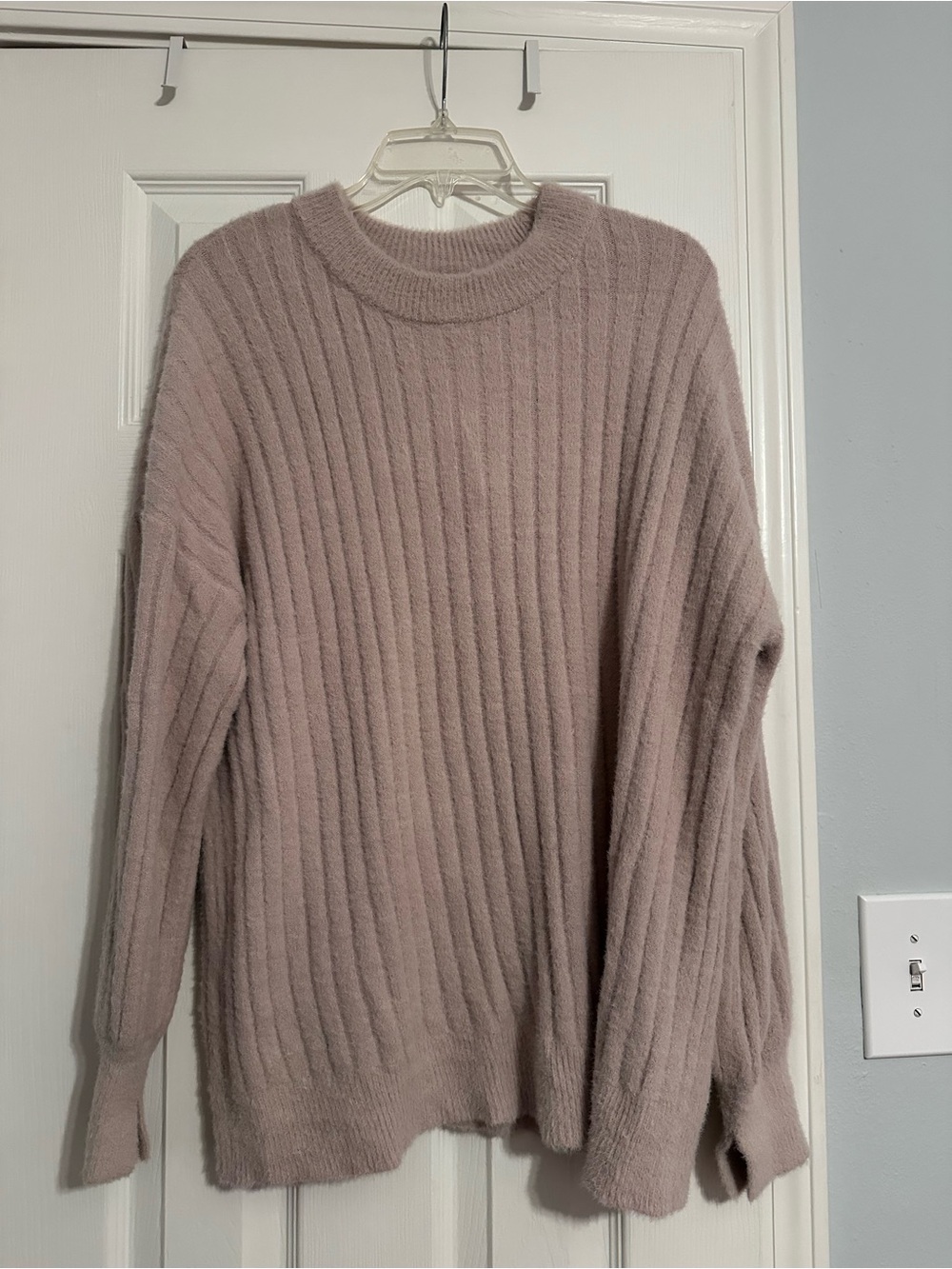 aerie Ribbed Plush Crewneck Sweater - Light Dusty Pink